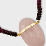 Arizona Ombre Ruby Rose Quartz Gold Bar Necklace