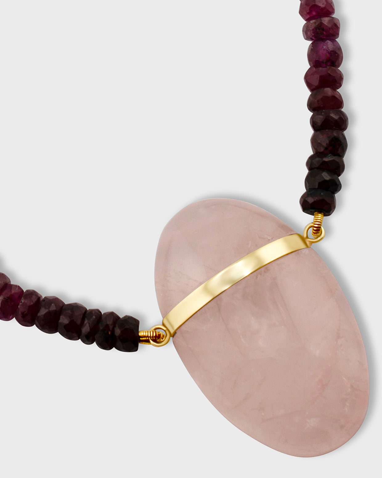 Arizona Ombre Ruby with Rose Quartz Gold Bar Necklace