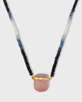 Arizona Ombre Blue Sapphire with  Rose Quartz Crystal Necklace