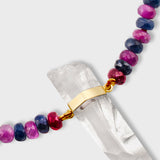 Arizona Sapphire Ruby Stripe Crystal Quartz Necklace