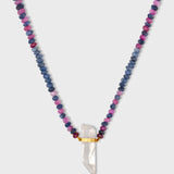 Arizona Sapphire Ruby Stripe Crystal Quartz Necklace