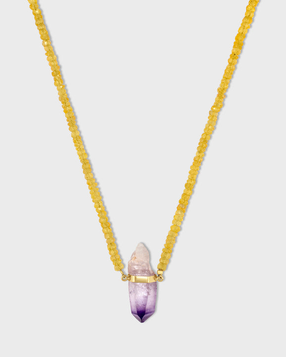 Arizona Yellow Sapphire Veracruz Amethyst Crystal Necklace