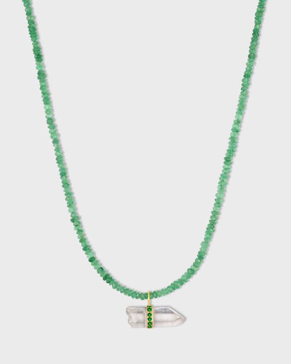 Arizona Crystal Quartz Emerald Bar Charm Necklace