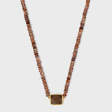 Arizona Spinel Smoky Quartz Gemstone Gold Bezel Necklace