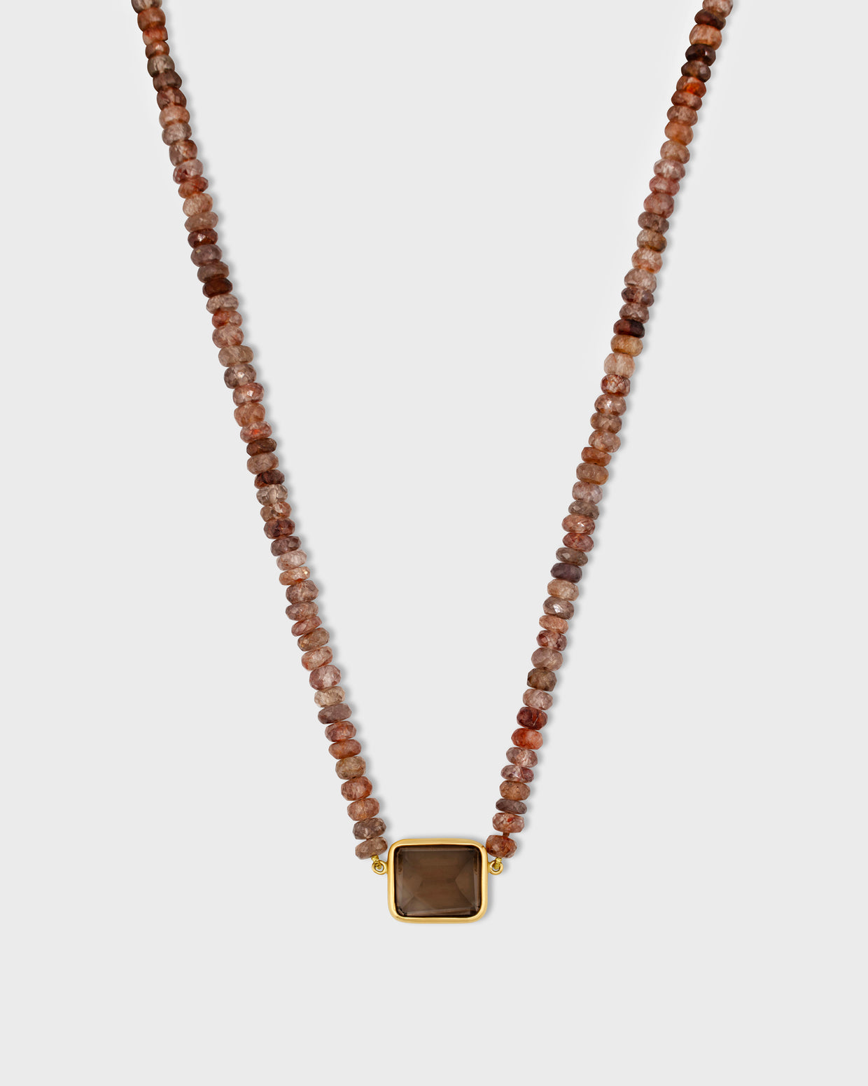 Arizona Spinel Smoky Quartz Gemstone Gold Bezel Necklace