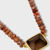 Arizona Spinel Smoky Quartz Gemstone Gold Bezel Necklace