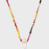 Arizona Rainbow Sapphire Pebble Crystal Quartz Necklace