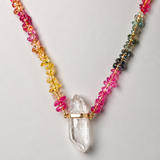 Arizona Rainbow Sapphire Pebble Crystal Quartz Necklace