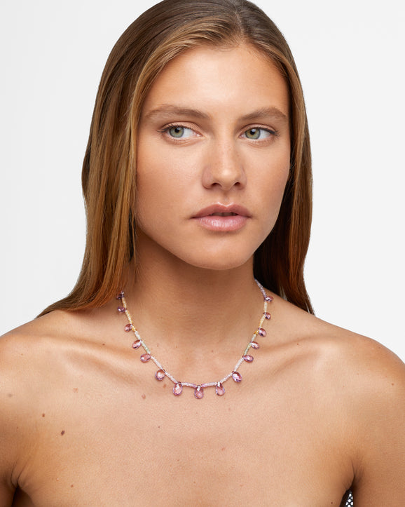 Arizona Pastel Sapphire Pink Amethyst Drops Necklace