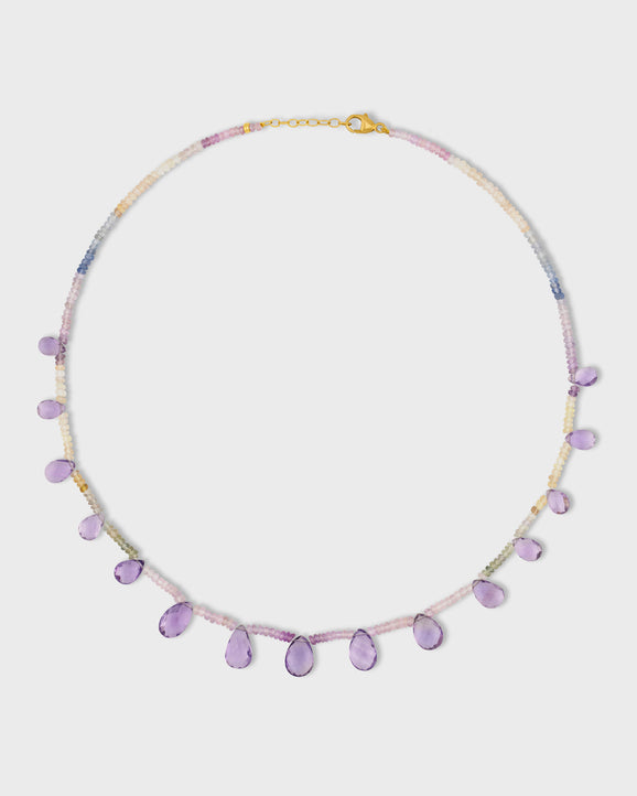 Arizona Pastel Sapphire Pink Amethyst Drops Necklace