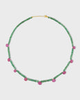 Arizona Emerald and Rubellite Drop Necklace