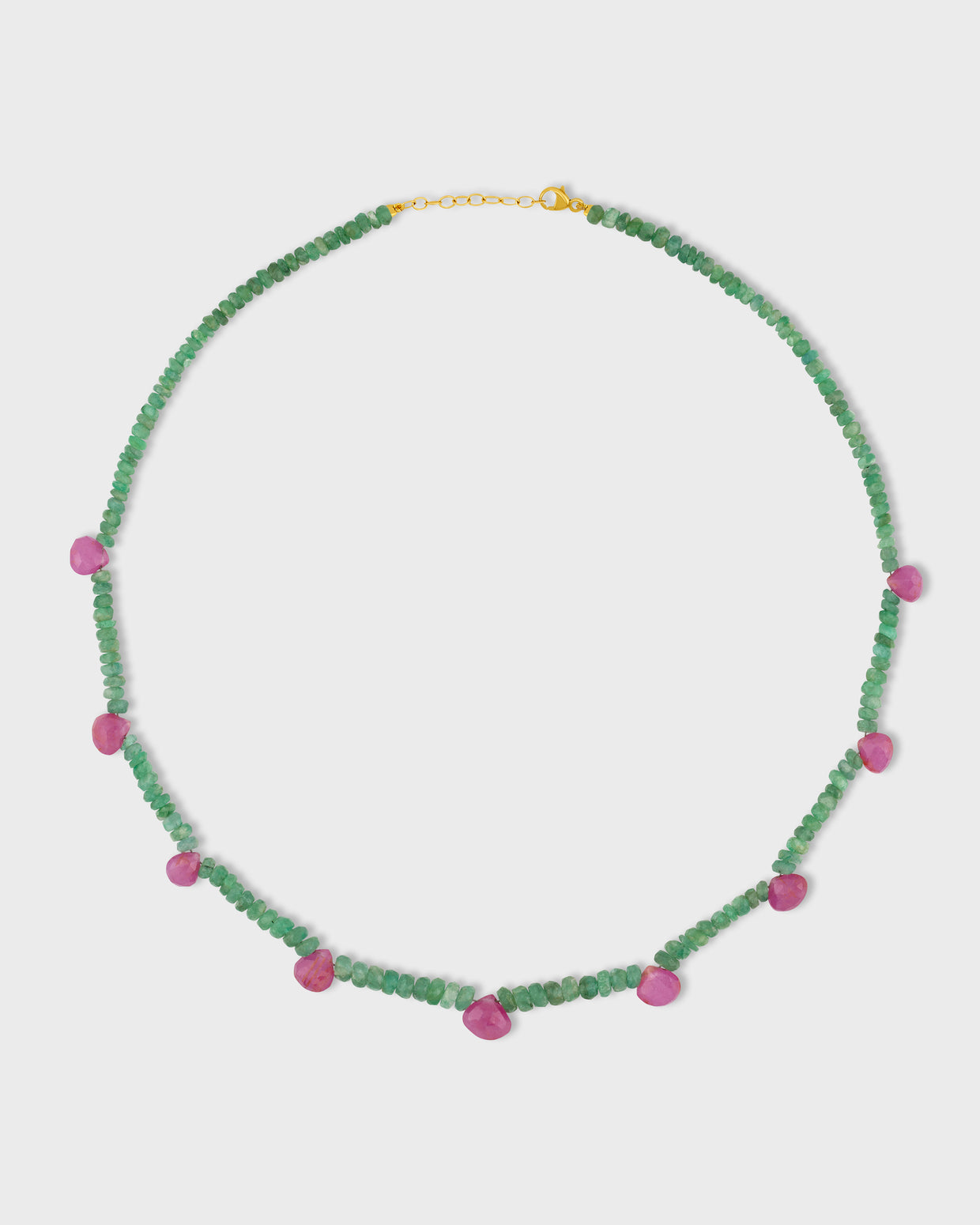 Arizona Emerald and Rubellite Drop Necklace