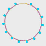 Arizona Pink Sapphire & Turquoise Gem Drop Necklace