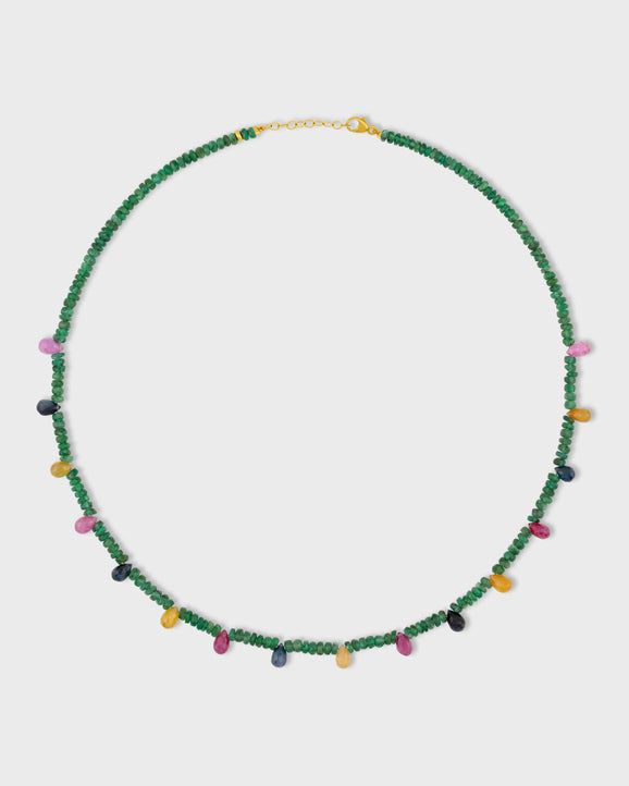 Arizona Emerald Rainbow Sapphire Candy Drop Necklace
