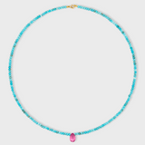 Turquoise Ruby Raindrop Necklace