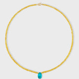 Arizona Yellow Sapphire With Apatite  Drop Necklace
