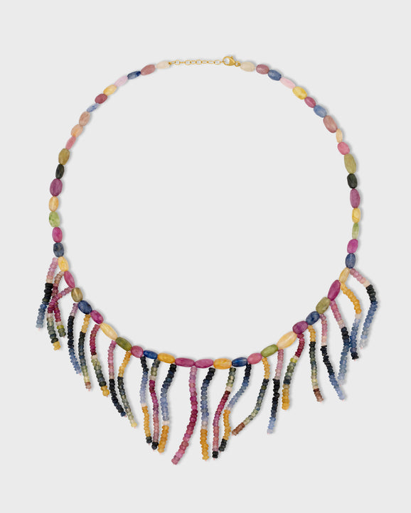 Arizona Faceted Rainbow Sapphire Fringe Necklace