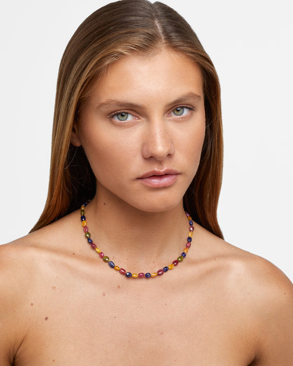 Arizona Rainbow Sapphire Smooth Candy Necklace