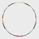 Arizona Dark Rainbow Sapphire Mini Gold Bead Necklace