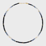 Arizona Ombre Blue Sapphire Mini Gold Bead Necklace