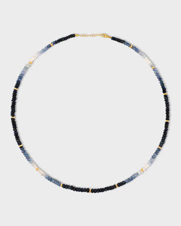 Arizona Ombre Blue Sapphire Mini Gold Bead Necklace