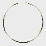 Arizona Ombre Emerald Mini Gold Bead Necklace