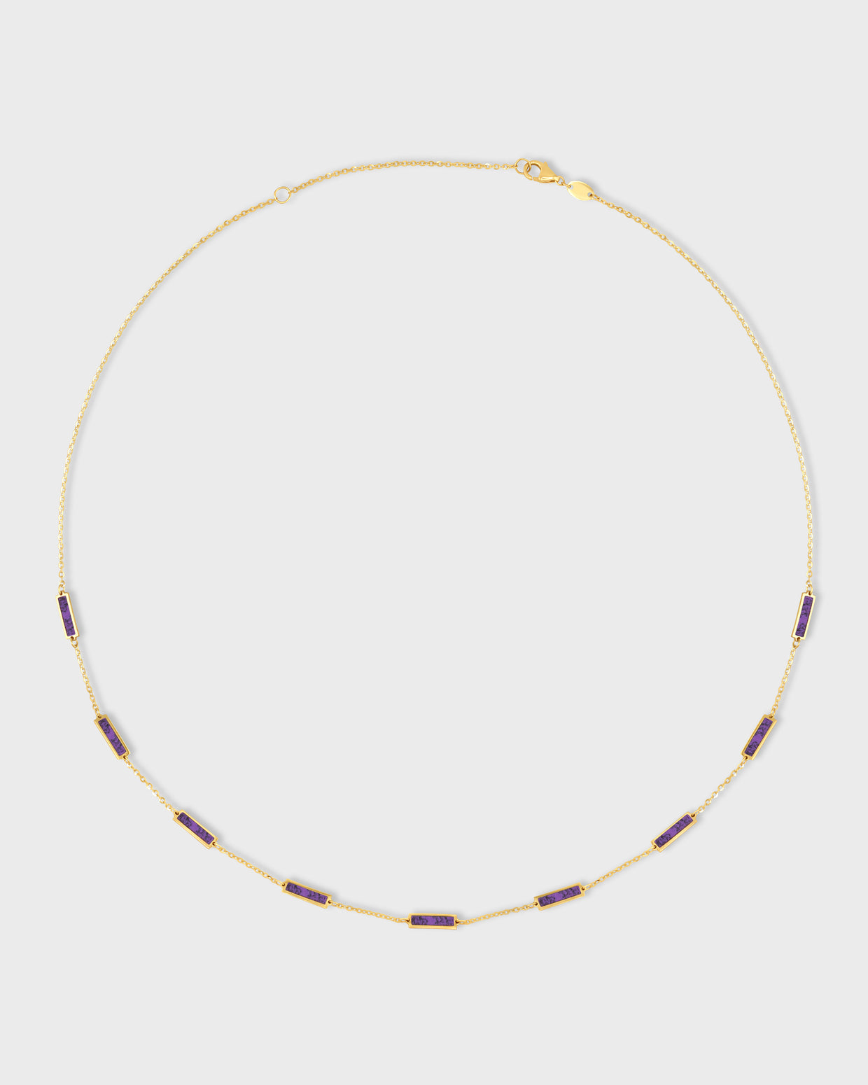 Marquet Amethyst Gold Bar Chain Necklace