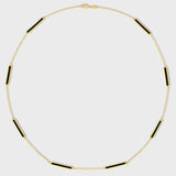 Marquet Onyx Long Gold Bar Chain Necklace