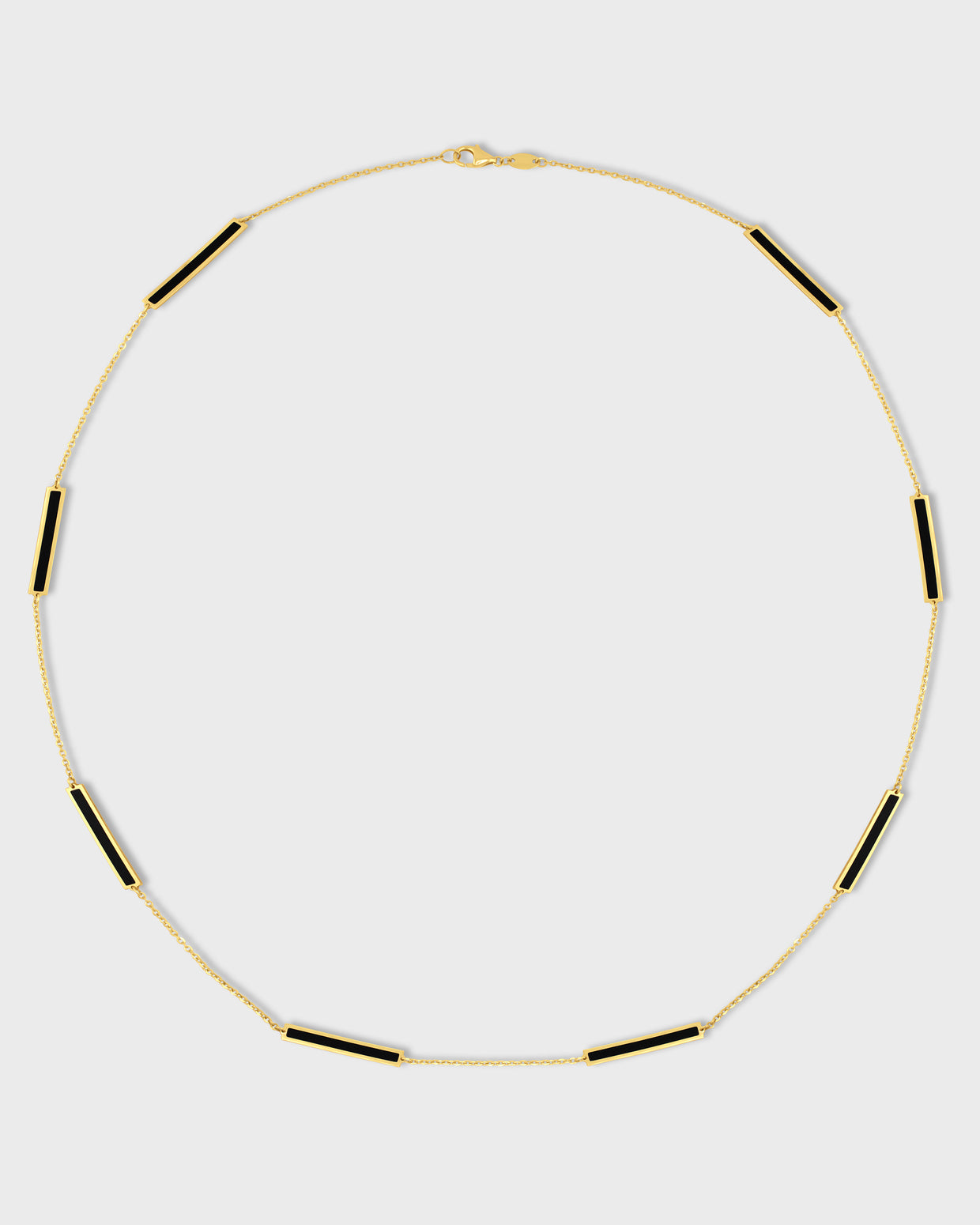 Marquet Onyx Long Gold Bar Chain Necklace