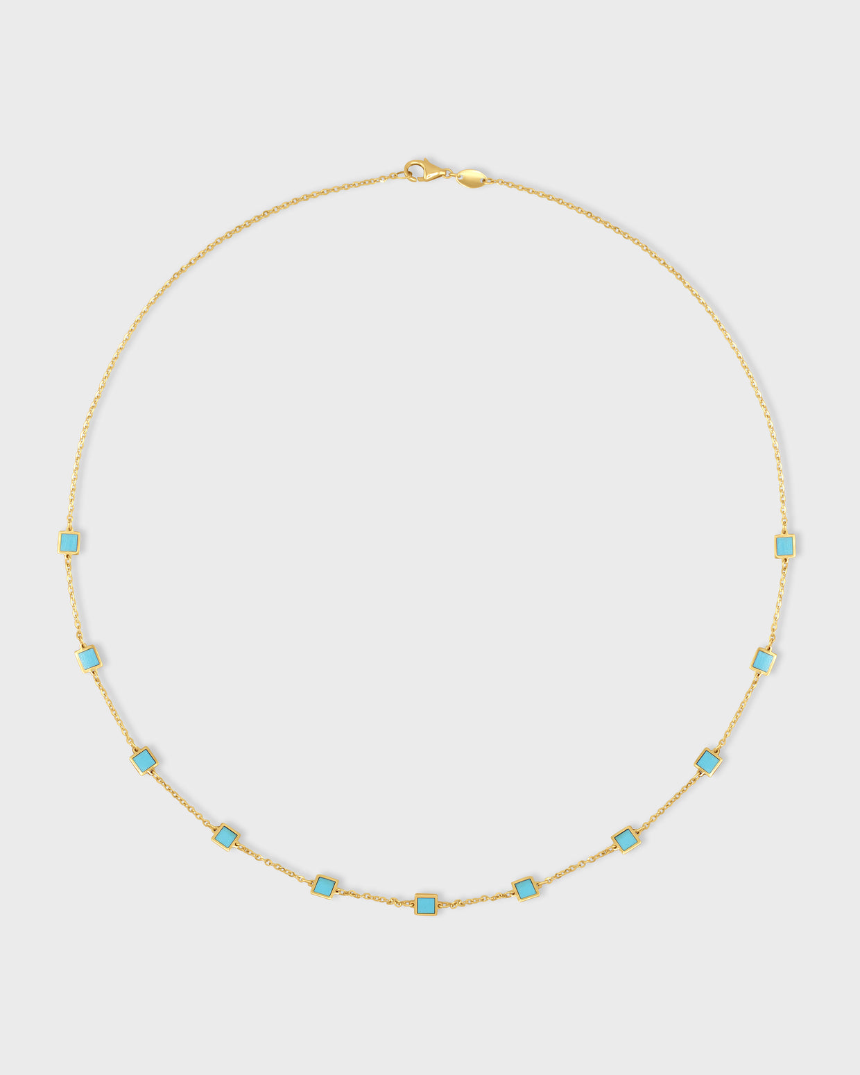 Marquet Turquoise Gold Box Chain Necklace