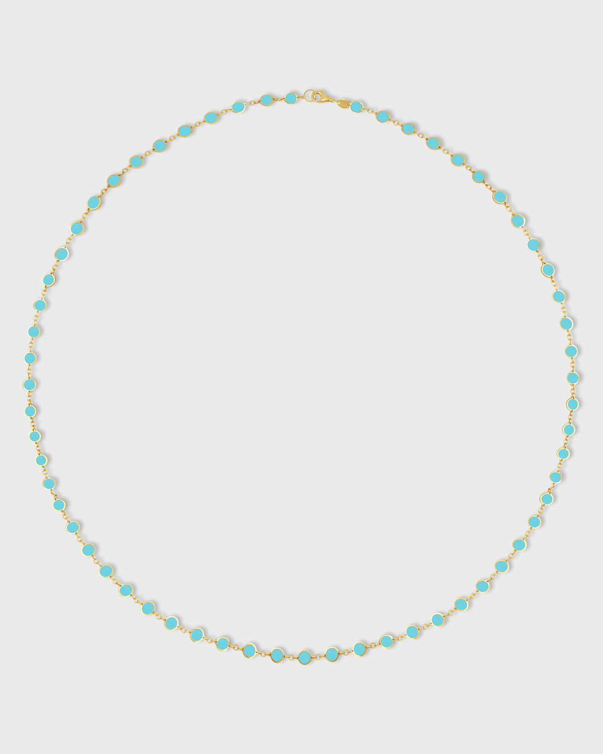 Marquet Turquoise Double Long Gold Circle Link Necklace