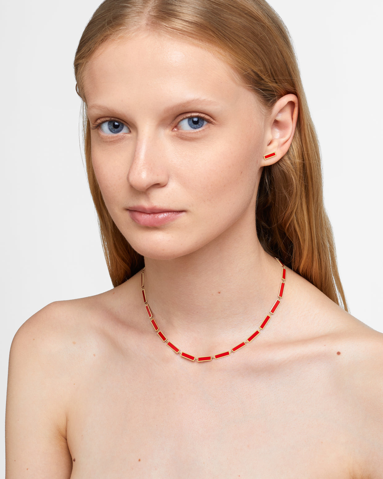 Marquet Coral Gold Bar Necklace