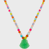 Happy Buddha Rainbow Opal Jade Necklace