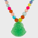 Happy Buddha Rainbow Opal Jade Necklace