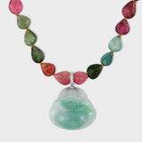 Happy Buddha Diamond Jade Tourmaline Necklace