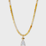 Happy Buddha Moonstone Lemon Quartz Necklace