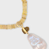 Happy Buddha Moonstone Lemon Quartz Necklace