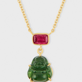 Happy Buddha Mini Green Tourmaline Necklace