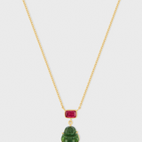 Happy Buddha Mini Green Tourmaline Necklace