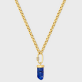 Crystalline Jumbo Rolo Chain With Removable Diamond Screw Clasp Tanzanite Gold Cap Charm Necklace