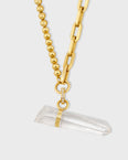 Crystalline Yin & Yang Jumbo Gold Chain with Diamond Crystal Quartz Gold Bar Necklace