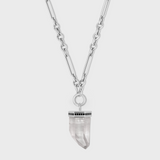 Crystalline Dynamic Crystal Quartz Black Diamond Cap Necklace