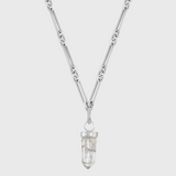 Crystalline Round & Oval Chain With Removable Diamond Crystal Quartz Gold Cap Charm Necklace