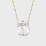 Gemstone Crystal Quartz Diamond Bar Necklace