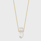 Crystalline Crystal Quartz Diamond Bar Necklace