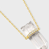 Crystalline Crystal Quartz Diamond Bar Necklace