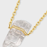 Crystalline Large Crystal Quartz Diamond Bar Necklace