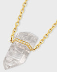 Crystalline Large Crystal Quartz Diamond Bar Necklace