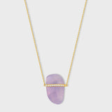 Crystalline Lavender Quartz Diamond Bar Necklace