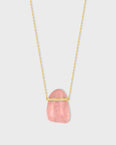 Crystalline Rose Quartz Diamond Gold Bar Necklace